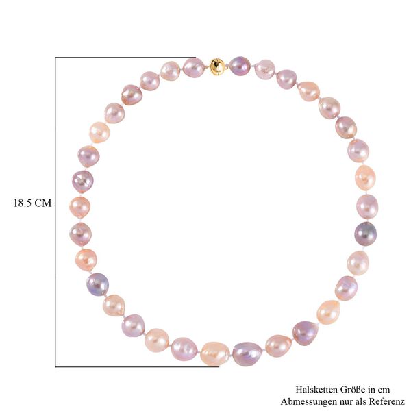 Mehrfarbige Edison Perle Halskette, (11-16mm), ca. 50 cm 585 Gold vergoldet image number 5