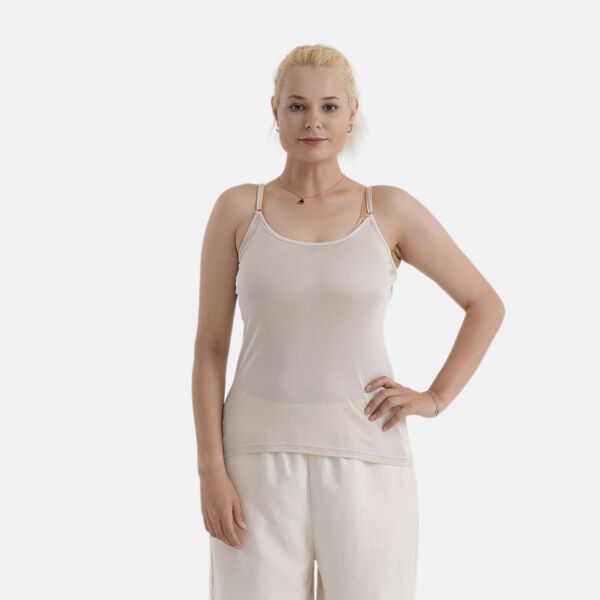 La Marey Mulberry silk vest- Khaki - Large