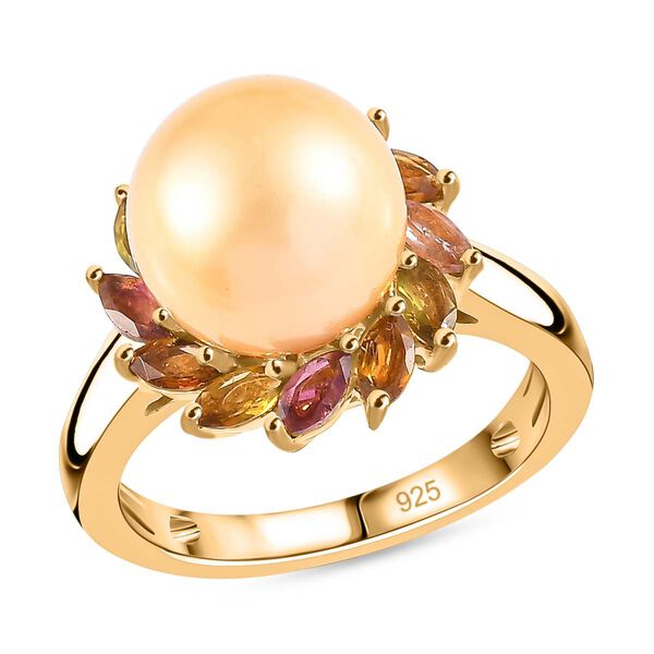 AA goldener Südseeperle und mehrfarbiger Turmalin-Ring - 9,55 ct. image number 4