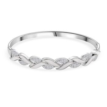 Wei&szlig;er Zirkonia, KokosnussMuschel Armreif ca. 19 cm Nickelfreies Messing