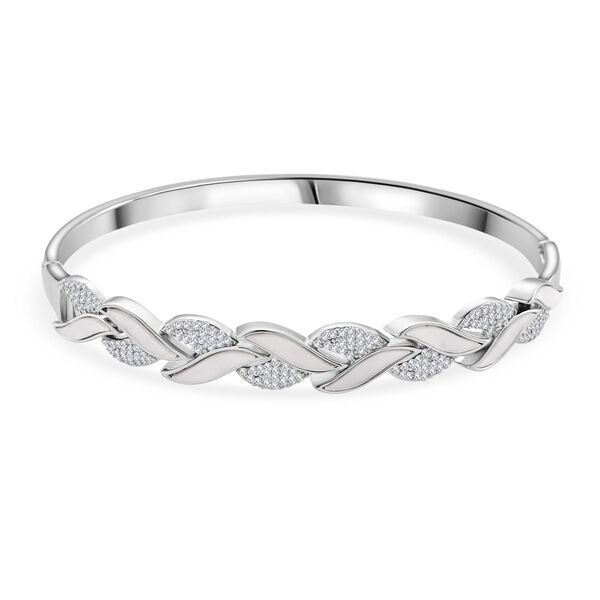 Weißer Zirkonia, KokosnussMuschel Armreif ca. 19 cm Nickelfreies Messing Standard 0.51 ct image number 0