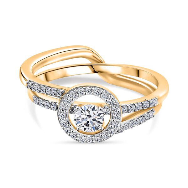 LUXURIANT SGL zertifizierte SI-GH Labor Diamant Ringe, 925 Silber 750 Gelbgold Vermeil - 0,50 ct.
