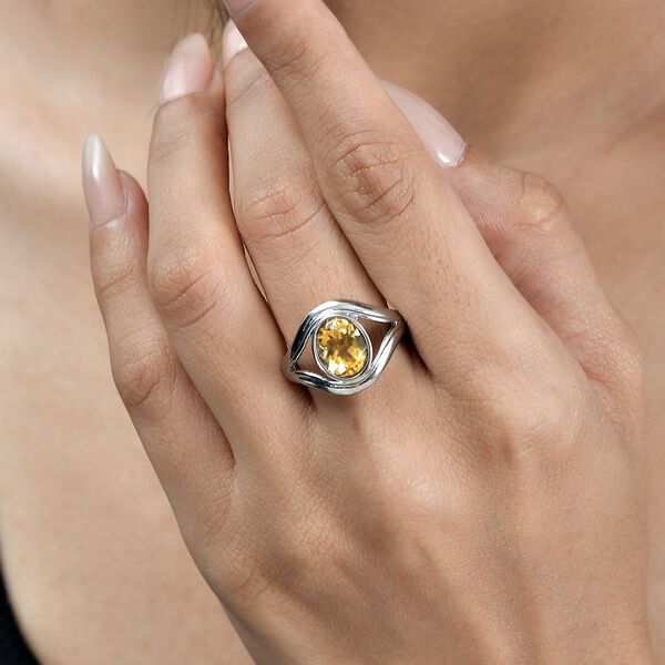 Citrin Ring, Edelstahl (Größe 17.00) ca. 2.40 ct image number 3