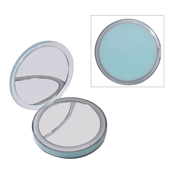 Wiederaufladbarer zweiseitiger LED-Schminkspiegel, 8.4x8.4x1.7cm, gr&uuml;n