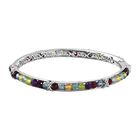 Mehrfarbiger Edelstein Armreif, ca. 19 cm, Silberfarben, ca. 20.69 ct