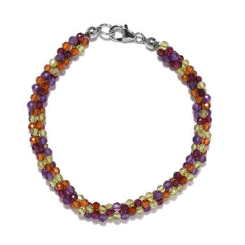 Mehrfarbig Edelsteine Armband 19 cm 925 Silber platiniert ca. 40,59 ct