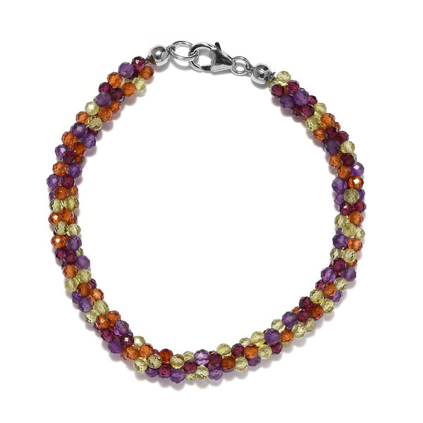 Mehrfarbig Edelsteine Armband 19 cm 925 Silber platiniert ca. 40,59 ct