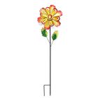 Dekoratives Windspiel in Blumenform, aus Metall, mit Ausschnitt-Design, langlebiges Eisen, zum Einstecken, für Garten oder Terrasse, ca. 25x97?cm