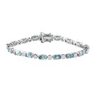 Kambodschanisches, blaues und wei&szlig;es Zirkon Armband, ca. 19 cm, 925 Silber platiniert ca. 12.69 ct