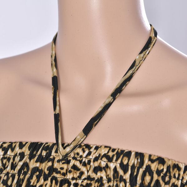 Gesmoktes Kleid, brauner Leopardendruck image number 5