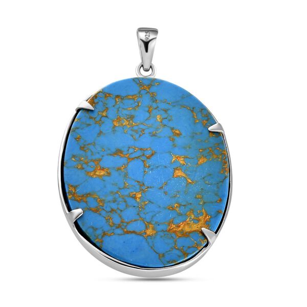 Zweifarbiger, blauer Mojave T&uuml;rkis Solit&auml;r Anh&auml;nger in Silber, 59,70 ct. image number 6