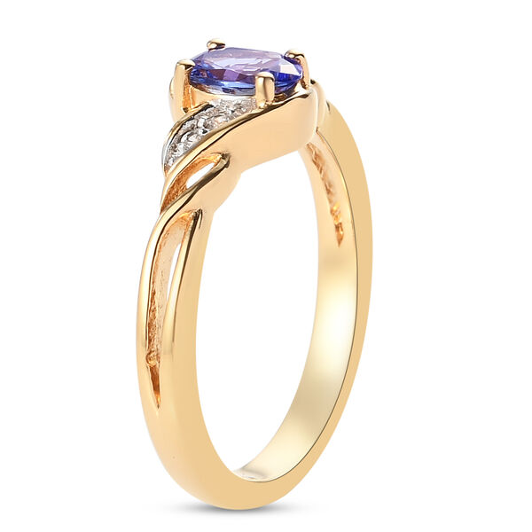 Tansanit und Zirkon Ring 925 Silber vergoldet  ca. 0,55 ct image number 5