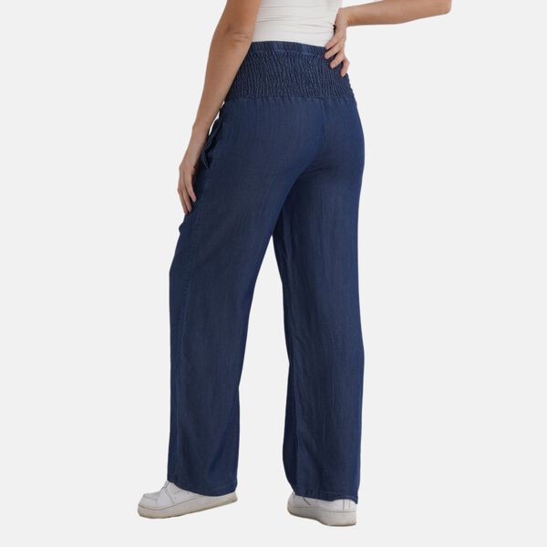 LA MAREY elastische weit geschnittene Denim-Hose, Dunkelblau image number 4