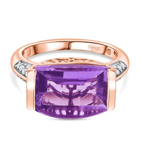 D'Joy AAA Rose De France Amethyst, Weißer Zirkon Ring 925 Silber 750 rosévergoldet (Größe 17.00) ca. 6,12 ct image number 0