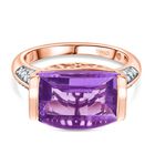 D'Joy AAA Rose De France Amethyst, Weißer Zirkon Ring 925 Silber 750 rosévergoldet (Größe 17.00) ca. 6,12 ct