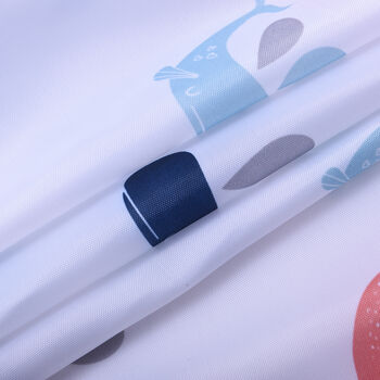 Duschvorhang mit 12 Haken und Wal-Muster, Wei&szlig;