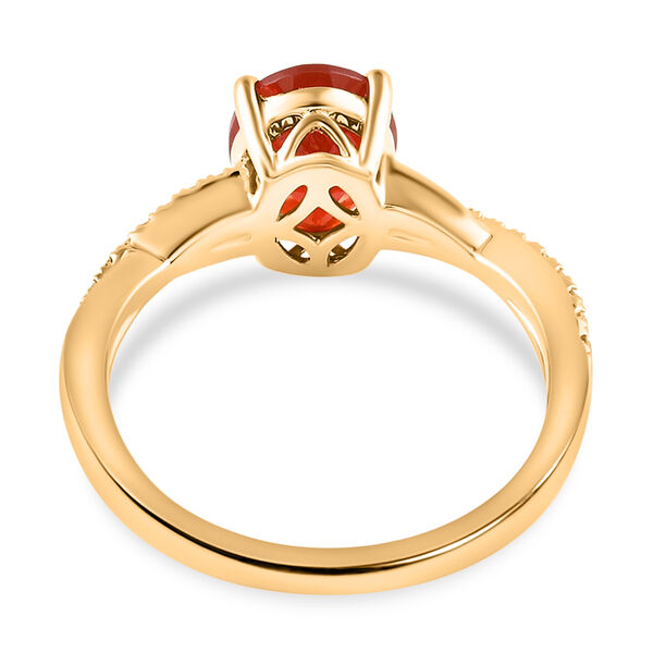 ILIANA AAA Mexikanischer Kirschfeuer-Opal und Diamant SI G-H Ring 750 Gelbgold  ca. 1,08 ct image number 4