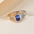 Tansanit und Zirkon Ring 925 Silber Bicolor  ca. 0,76 ct image number 1