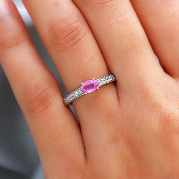 Premium Ilakaka Rosa Saphir und Zirkon-Ring, 925 Silber platiniert, 0,88 ct. image number 3