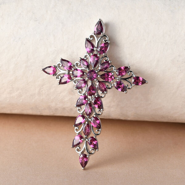 Rhodolith Granat-Anh&auml;nger, 925 Silber platiniert ca. 6,17 ct image number 3