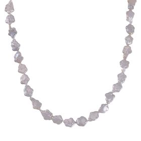 Weiße Keshi Perle Halskette ca. 50 cm 925 Silber rhodiniert