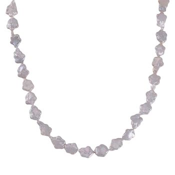 Wei&szlig;e Keshi Perle Halskette ca. 50 cm 925 Silber rhodiniert