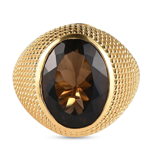 Rauchquarz-Ring, goldfarben  ca. 8,94 ct