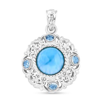 Royal Bali Kollektion- Larimar und blauer Topas-Anh&auml;nger - 5,42 ct.