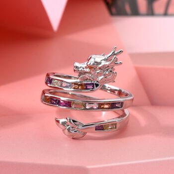 LUSTRO STELLA -  Mehrfarbiger Zirkonia, Gr&uuml;ner Zirkonia Ring 925 Silber rhodiniert (Gr&ouml;&szlig;e 21.00) 1.26 ct