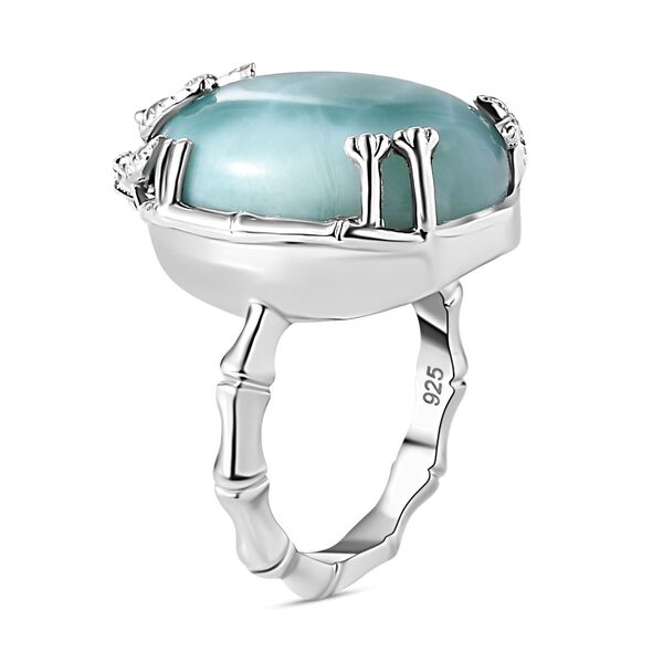 AA Nat&uuml;rlicher gr&uuml;ner Larimar und Zirkon Ring - 19,05 ct. image number 4