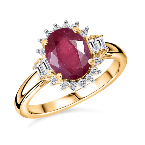 D'Joy afrikanischer Rubin, wei&szlig;er Topas und Zirkon Ring - 3,13 ct. image number 4