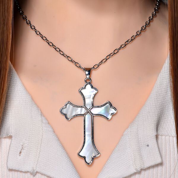 Kokosnuss-Muschel Kreuz Anh&auml;nger mit Kette image number 2