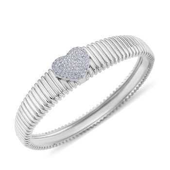 Wei&szlig;er Zirkonia Armreif ca. 19 cm Nickelfreies Messing, silberfarben