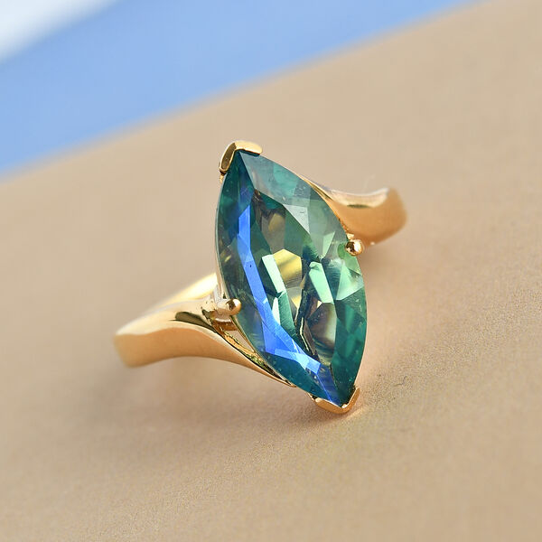 Pfau Triplett Quarz Ring 925 Silber vergoldet  ca. 3,96 ct image number 2