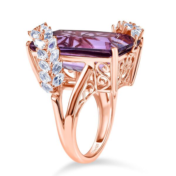 D'Joy AAA Rose De France Amethyst, Wei&szlig;er Topas Ring 925 Silber 750 Ros&eacute;gold Vermeil (Gr&ouml;&szlig;e 19.00) ca. 23,70 ct image number 4