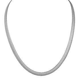 Italienische Fischgrät-Flachkette in rhodiniertem Silber 45cm