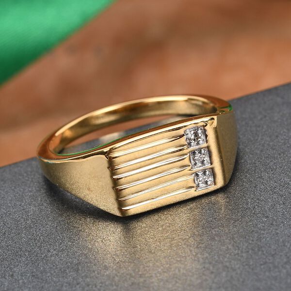 Diamant Herren Ring 925 Silber 585 Vergoldet image number 2