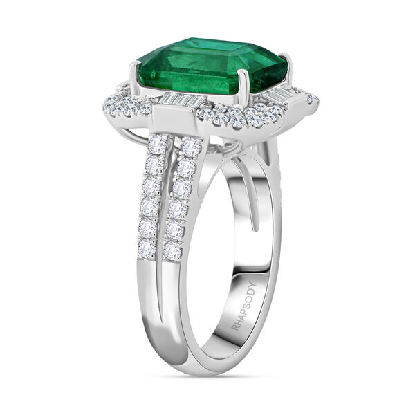 Chairman's Vault Collection - zertifiziert und geprüft RHAPSODY AAAA Äthiopischer Smaragd und VS-EF Diamant Halo Ring in 950 Platin - 7,99 ct. image number 4