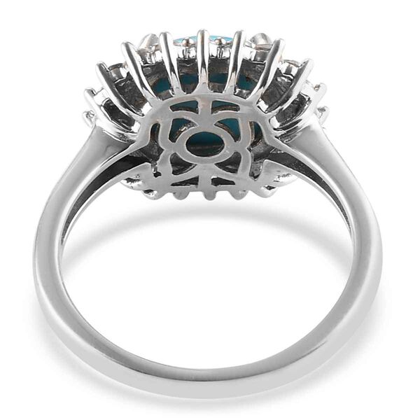 Nat&uuml;rlicher Sleeping Beauty T&uuml;rkis Halo-Ring 925 Silber Platin-&Uuml;berzug image number 6