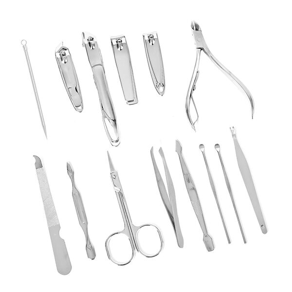 14er Set- kompaktes Manik&uuml;re Pflegeset aus PU-Leder, braun image number 6