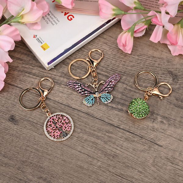 Set aus 3 Schl&uuml;sselanh&auml;ngern, Apfel, Baum, Schmetterling image number 2