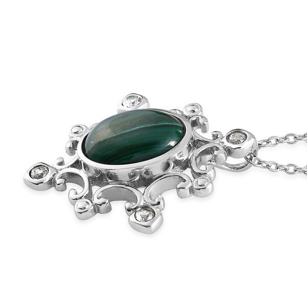 Malachit und Zirkon Anh&auml;nger mit 50cm Kette - 8,69 ct. image number 4