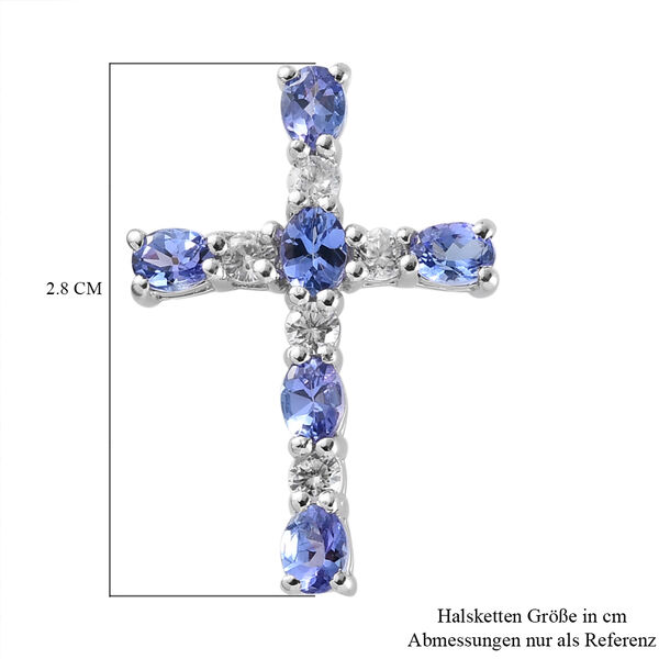 AAA Tansanit und Zirkon Kreuz-Anh&auml;nger, 925 Silber platiniert ca. 1,75 ct image number 6