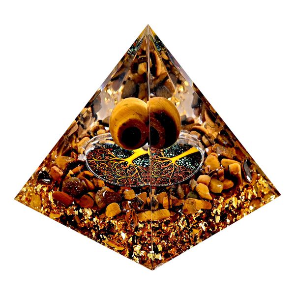 LIVMORE Kristall Pyramide Dekoration aus Kristall und Resin 6 cm Gold image number 3