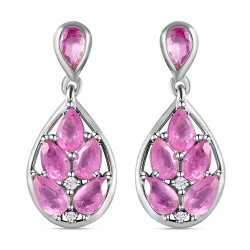 Ilakaka Rosa Saphir und Zirkon-Ohrhänger, 925 Silber platiniert, 3,64 ct. image number 0
