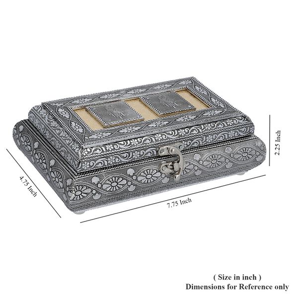 Handgefertigte und oxidierte Aluminium-Schmuckbox im Antik-Look aus Teakholz image number 7