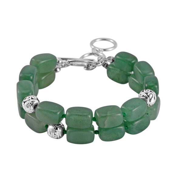 Doppellagiges, gr&uuml;nes Aventurin-Armband, 18 cm - 200 ct.