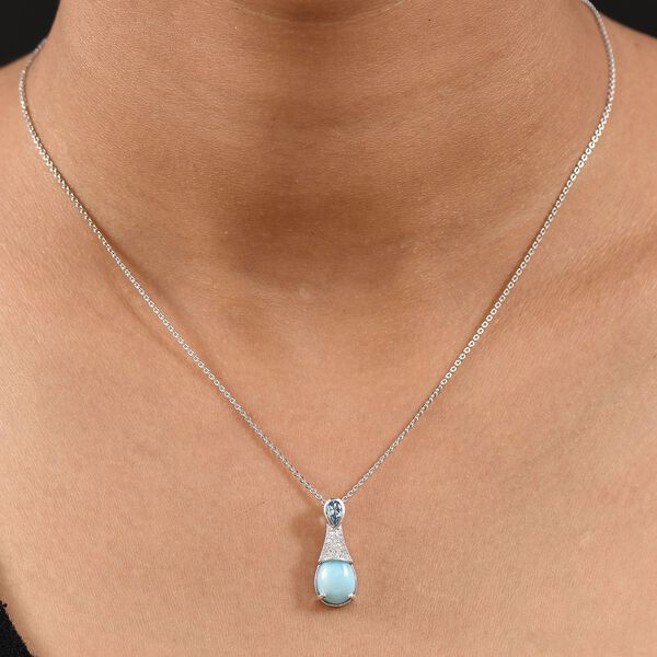 D'Joy Larimar, Himmelblauer Topas Anh&auml;nger 925 Silber rhodiniert ca. 2.78 ct image number 3