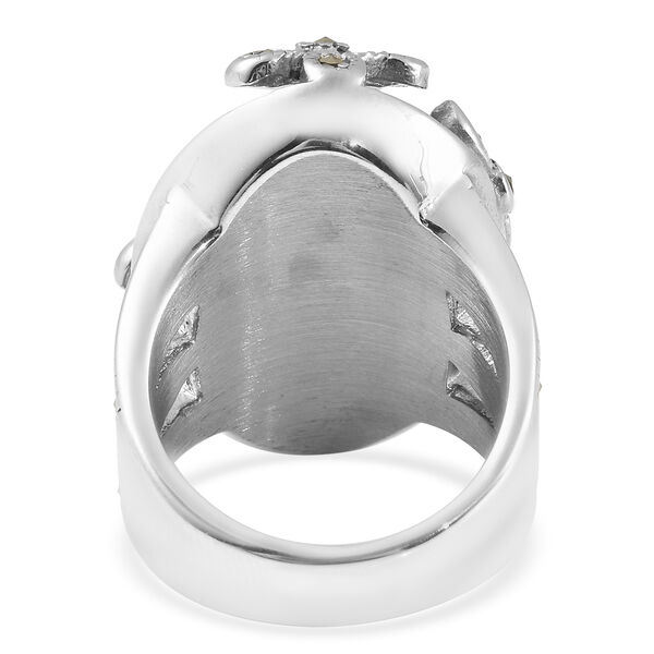 Rosa Quarz und Markasit Ring in Edelstahl image number 5