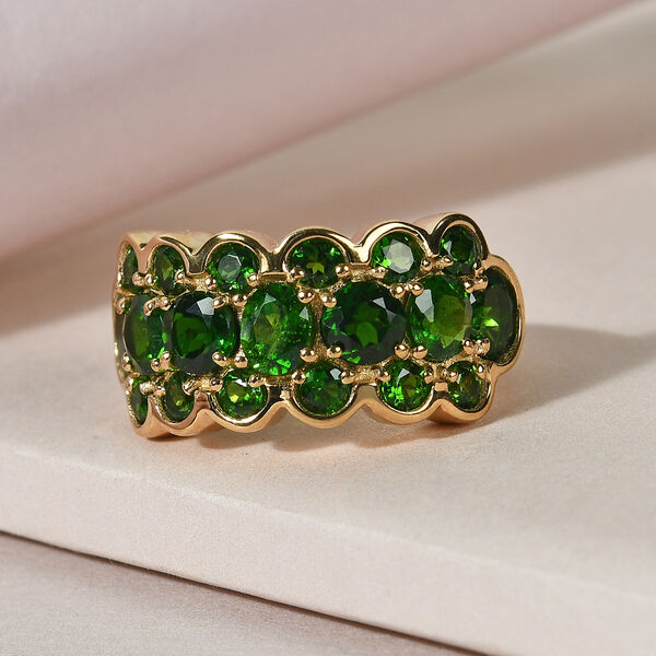 Nat&uuml;rlicher Chromdiopsid Ring 925 Silber vergoldet  ca. 2,47 ct image number 2